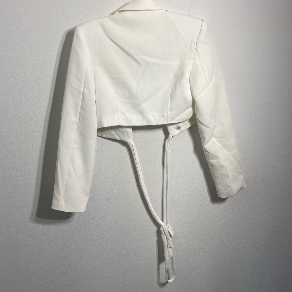 GREY LAB CROPPED BLAZER WITH TIE DETAIL white - Picture 11 of 11